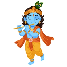Balkrishna Theme Little Krishna Playing Flute Transparent Sticker